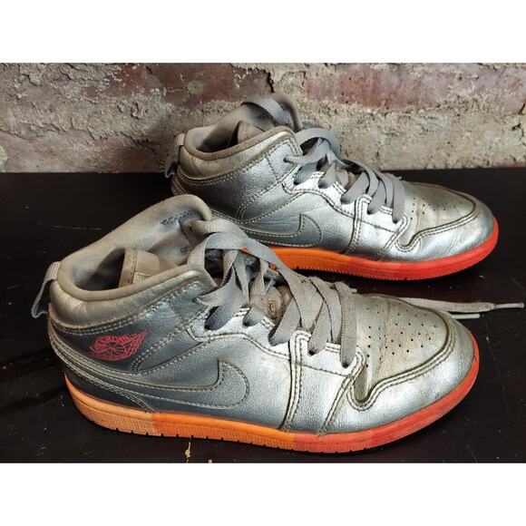 Nike Other - Nike Air Jordan 1 Mid Sunrise Silver Pink Orange Size 2y Crimson Sneakers Shoes